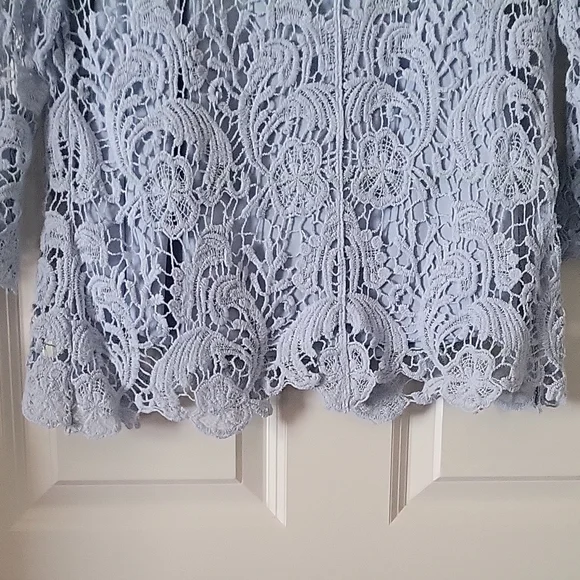 BFA Classics Light Blue Lace Long Sleeve Blouse Women's Small - Picture 6 of 11